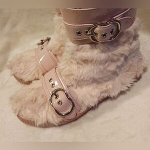 Jeffrey Campbell faux fur pink booties
